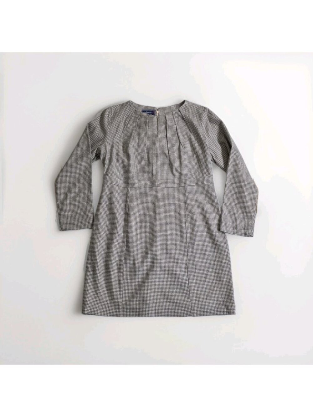 Johnnie-O Mulberry Silk Dress XXL Gray Houndstooth LS Pintuck Shift Retro Career - Picture 13 of 16